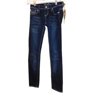 NWT Red Camel Junior Size 1 Dark Wash Jeans Embellished Pockets Low Rise AVA